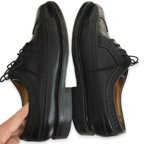 Vintage Florsheim Imperial Longwing Leather Wing Tip Black Mens Size 9D Shoes - Picture 4 of 15